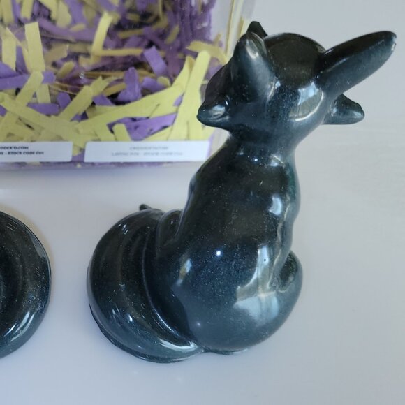 FOX SET 2pc BLUE Resin Figurines New Animal decorative collectible HANDMADE - Picture 4 of 4